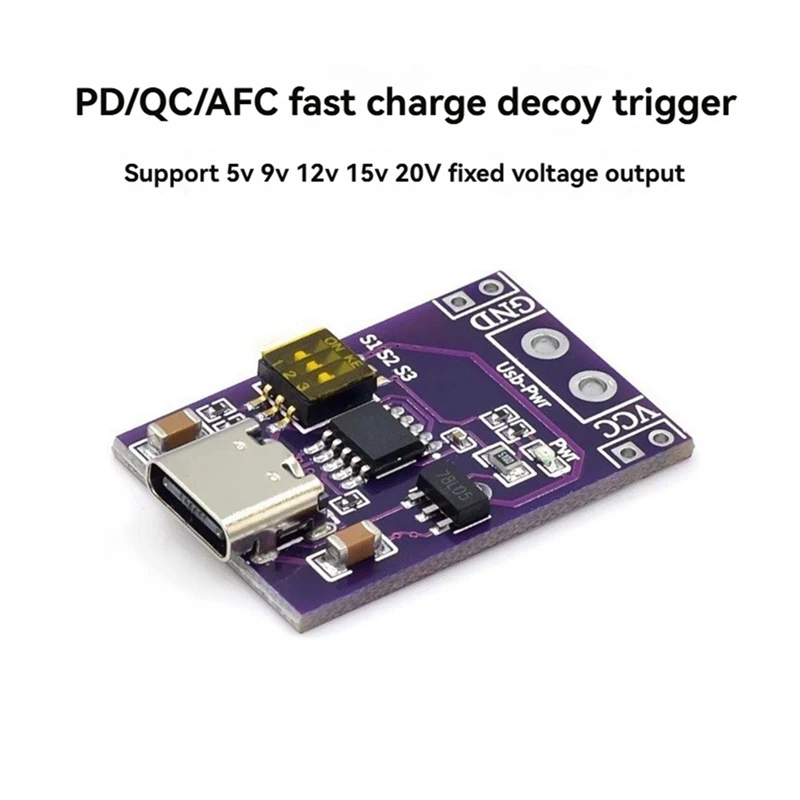 1Pcs Type-C QC PD2.0 PD3.0 To DC Spoof Fast Charge Trigger Poll Detector USB-PD Notebook Power Supply Change Board