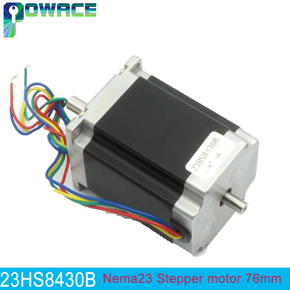 

8mm Daul Shaft Nema23 57 Stepper Motor 76mm 3A 270oz-in 1.8° Hybrid 23HS8430B For CNC Router Milling Machine