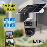 V380 Gun Ball WiFi Camera, Solar Low Power, Dual Lens Dual Screen 360 degree Full Color HD, Wireless Smart Home Outdoor Camera