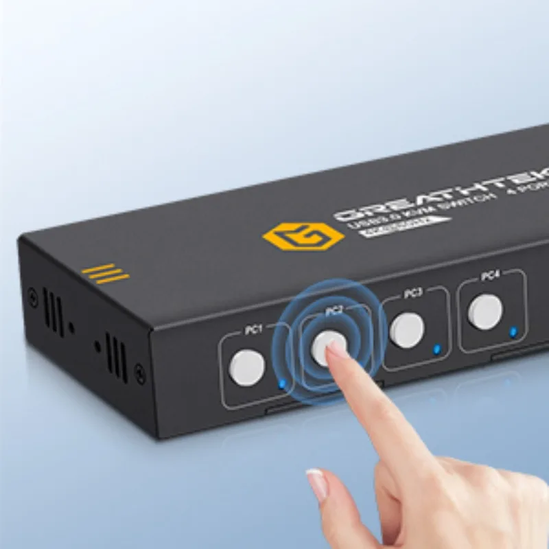 4 Port KVM Switch USB2.0 4K30Hz 4 in 1 Out 8 PCs Sharing with One Set of Keyboard Mous Plug and Play
