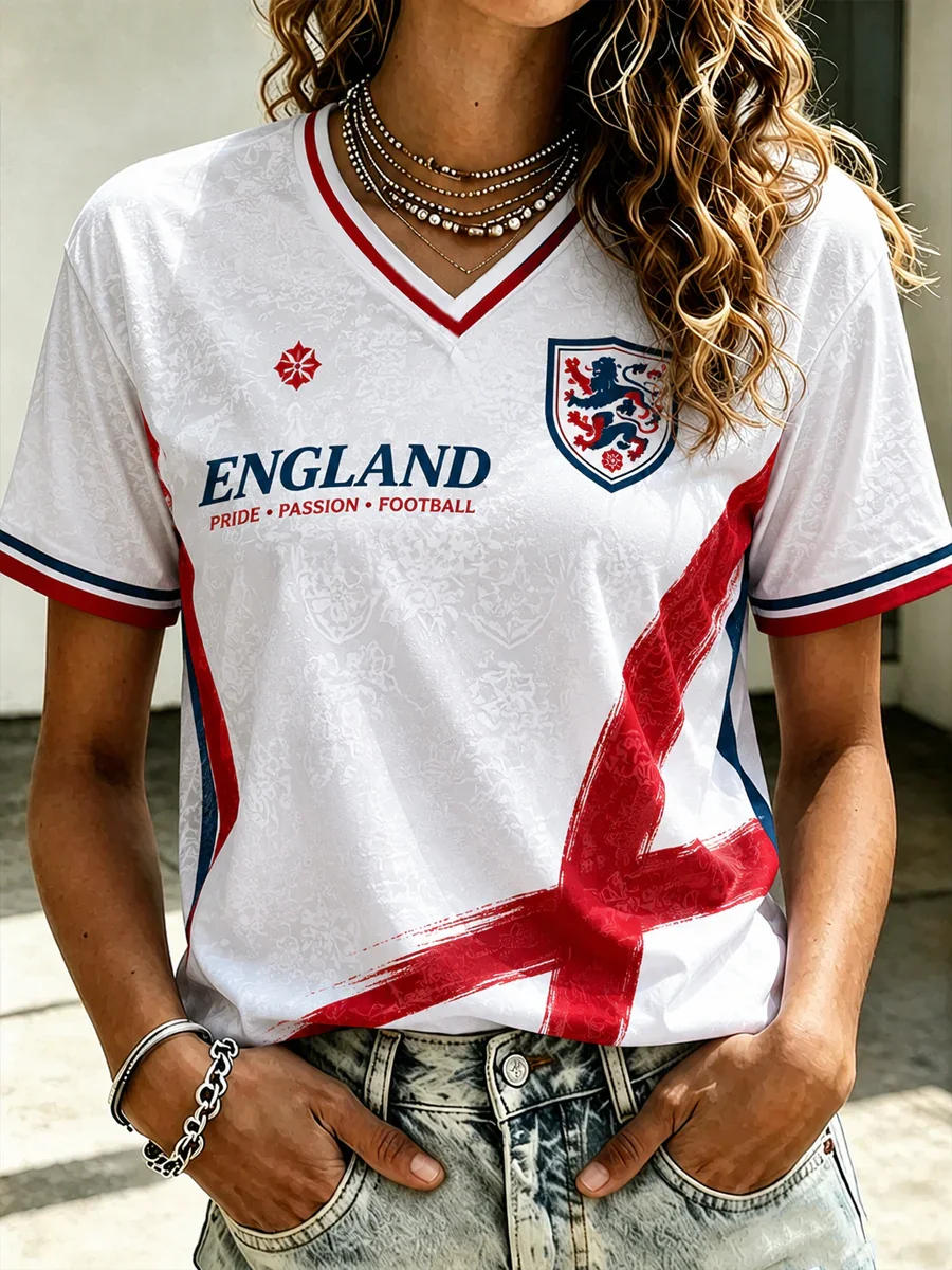 2026 England Fans Football Training T-Shirt - 3D Print - Fashionable, Comfortable and Breathable - Family Clothing