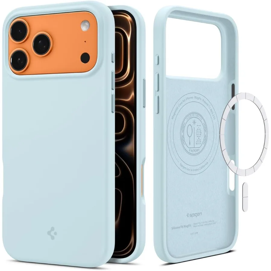 

Для iPhone 17 Pro Max Силиконовый чехол MagFit [Совместим с MagSafe] — Mute Blue: Защитный чехол премиум-класса с MagSafe