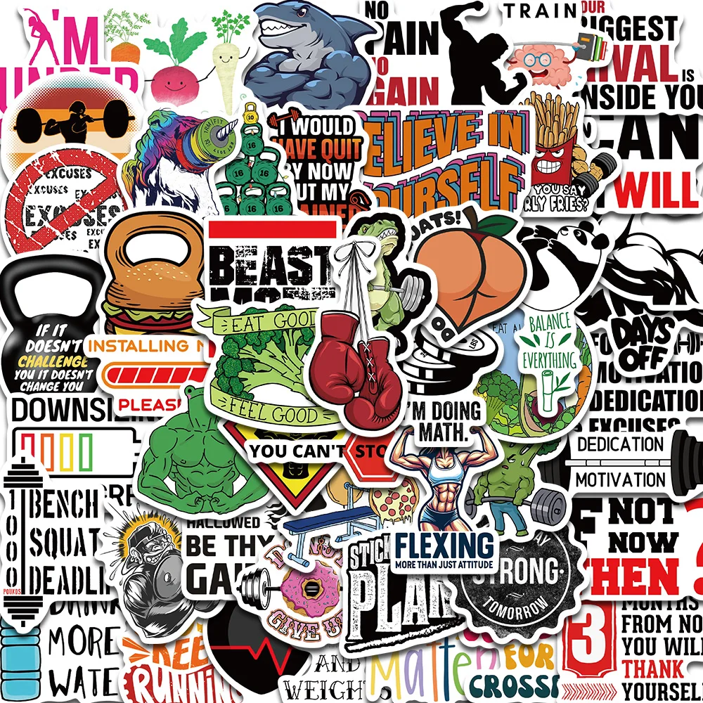 50PCS Fitness Incentives Sticker Notebook Creative Phone Laptop Motorcycle Suitcase Diary Graffiti Skateboard Bedroom Sticker