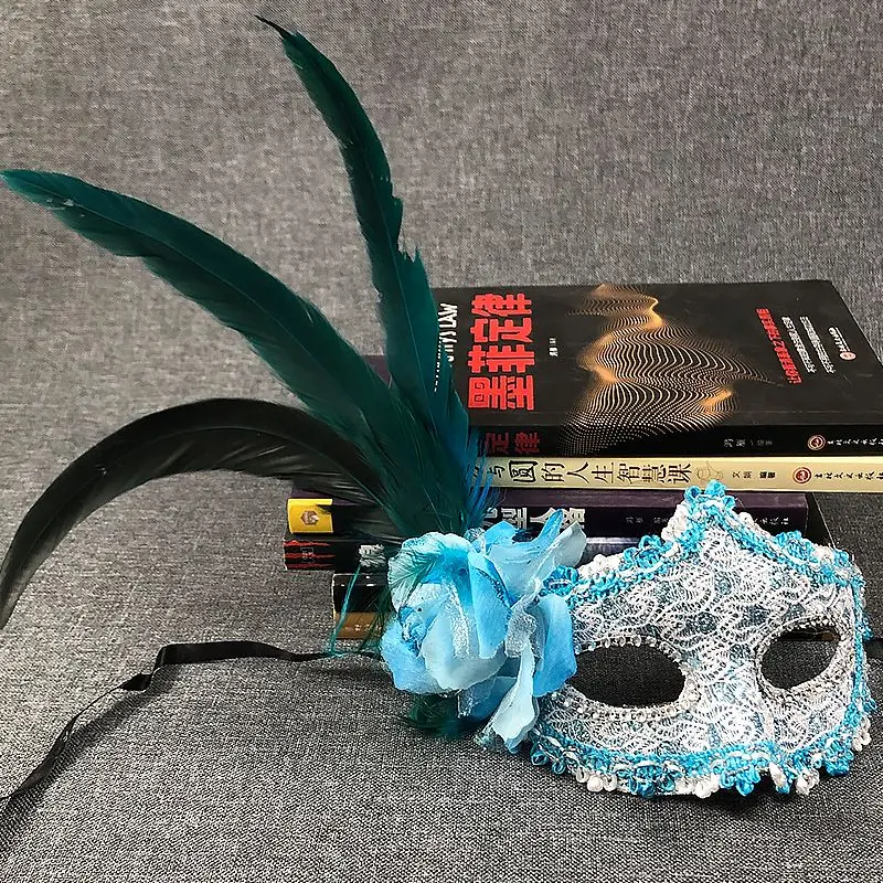 MasTim Ade-Masque Vénitien Demi-Visage pour Femme, Halloween, Noël, Plume, Fleur, Lys, Cosplay, Décorer, Dentelle, ixSexy Pro