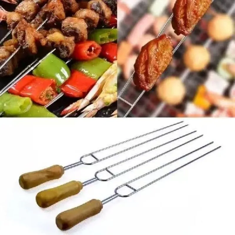 6pcs Stainless Steel U-Shaped Barbecue Brazing Fork Needle Grilling Skewers Double Prong Bbq Grill Outdoor Kitchen Accessories