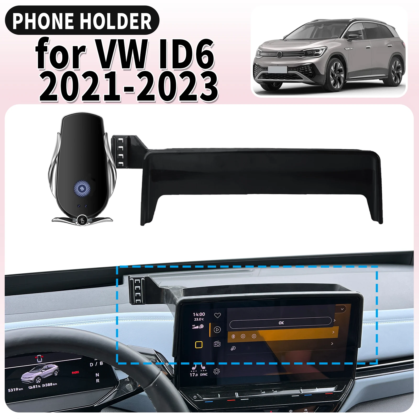 

fit for VW ID6 ID.6 2021 2022 2023 Screen Base Mount Phone Holder Dedicated Clip-On Navigation Bracket Car​​ accessoires