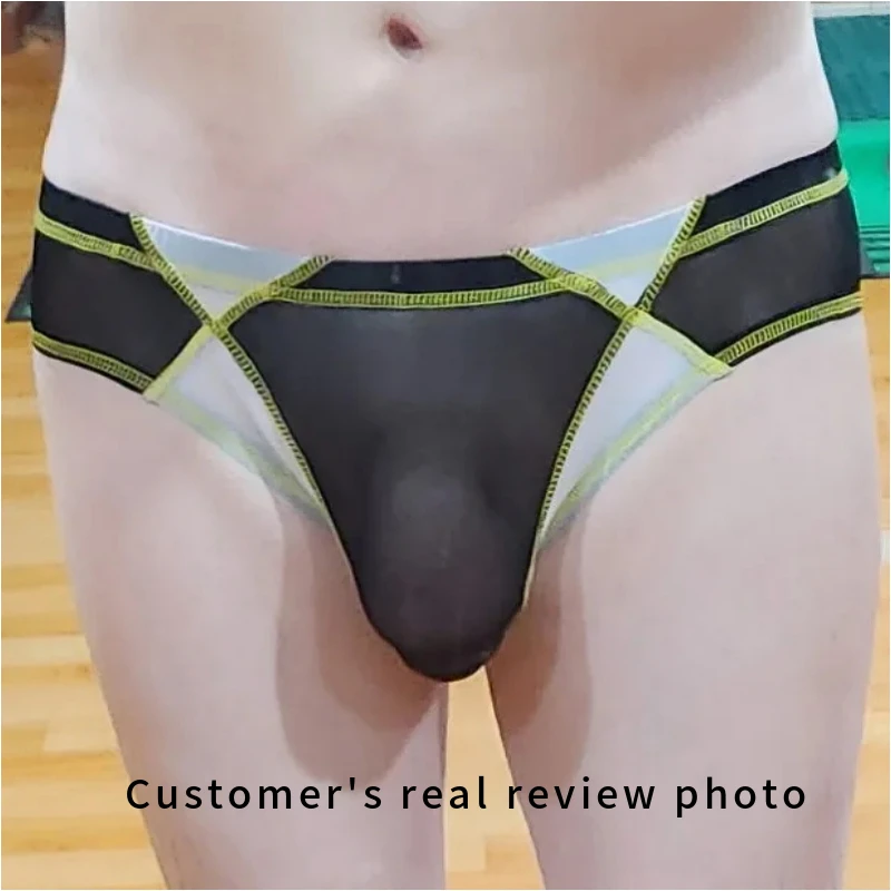 

BOYTHOR Men's Briefs Stitching Mesh Micro Transparent Sexy Fashion Couple Men's Briefs