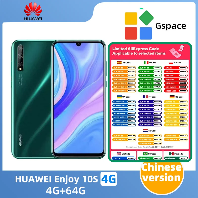 Huawei enjoy 10s 4G 4000MAh Battery  Charge 6.3inch  Google Android Global Original used phone