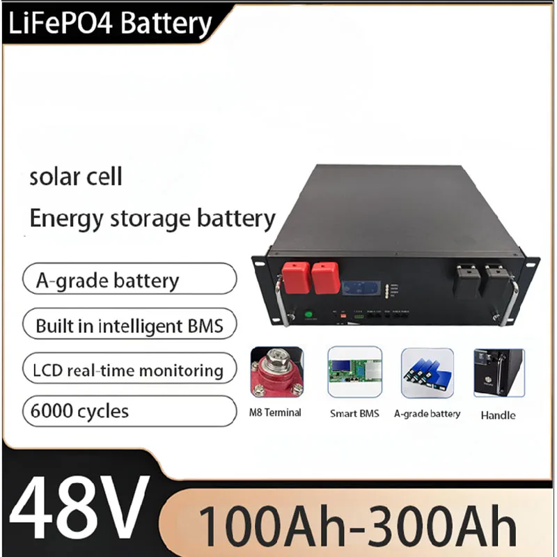 

48V 50Ah 100Ah 150Ah 200Ah lithium iron phosphate battery pack 51.2V lithium battery 6000+cycle household RV solar off grid ener