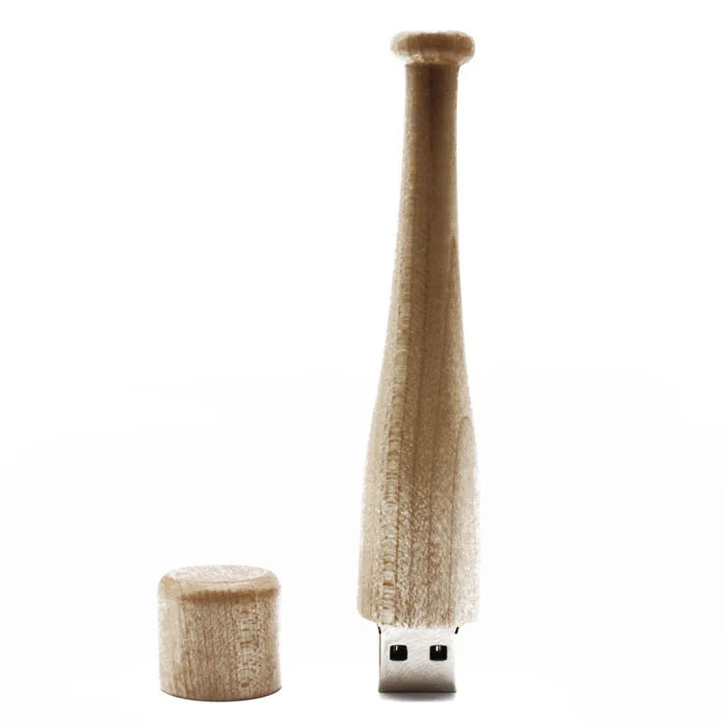 무료 사용자 정의 레이저 조각 로고 메이플 야구 방망이 모델 USB2.0 플래시 드라이브 4GB 8GB 16GB 32GB 64GB 128GB