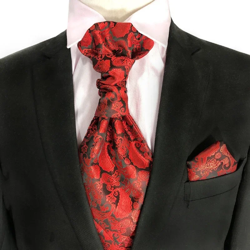 35*12cm Vest Neck Tie Cravat Man\'s Dress Suit Tuxedo Double Hong Kong Knot Tie Neckwear Ascots Gentleman Neckties Party Pre-Tied