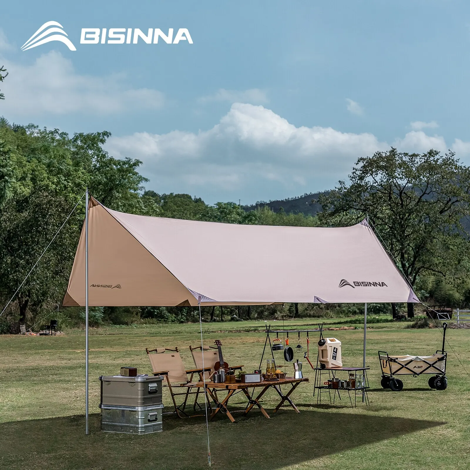 BISINNA Sun Shelter Tent Garden Canopy Sun Shade Outdoor Canopy Awning Waterproof Oxford Tarp 4-6 Person Enlarged Portable Tent