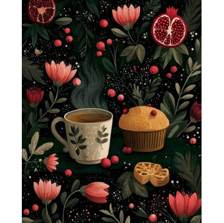 CHENISTORY Paint By Numbers Background Tea Time Hand Painted Painting Drawing On Canvas Gift DIY Pictures By Number Flower Home