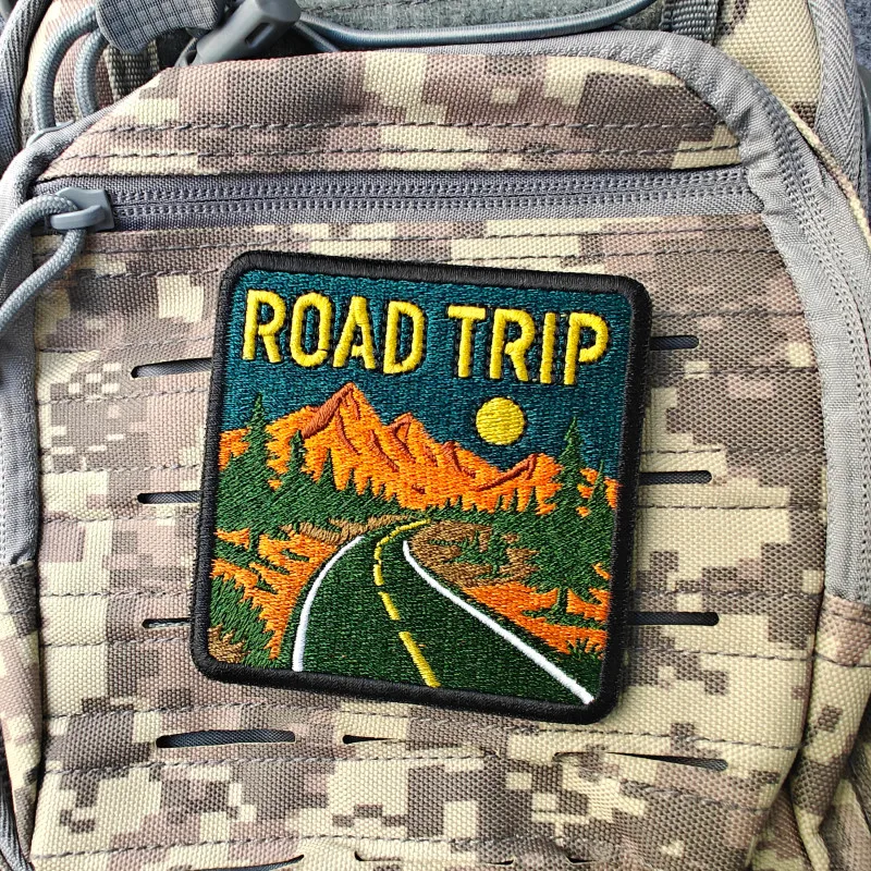 2026 New Embroidered Tactical Patch, ROAD TRIP Morale Badge, For Clothing, Hats, Rucksacks, Tactical Gear, Hook  Loop