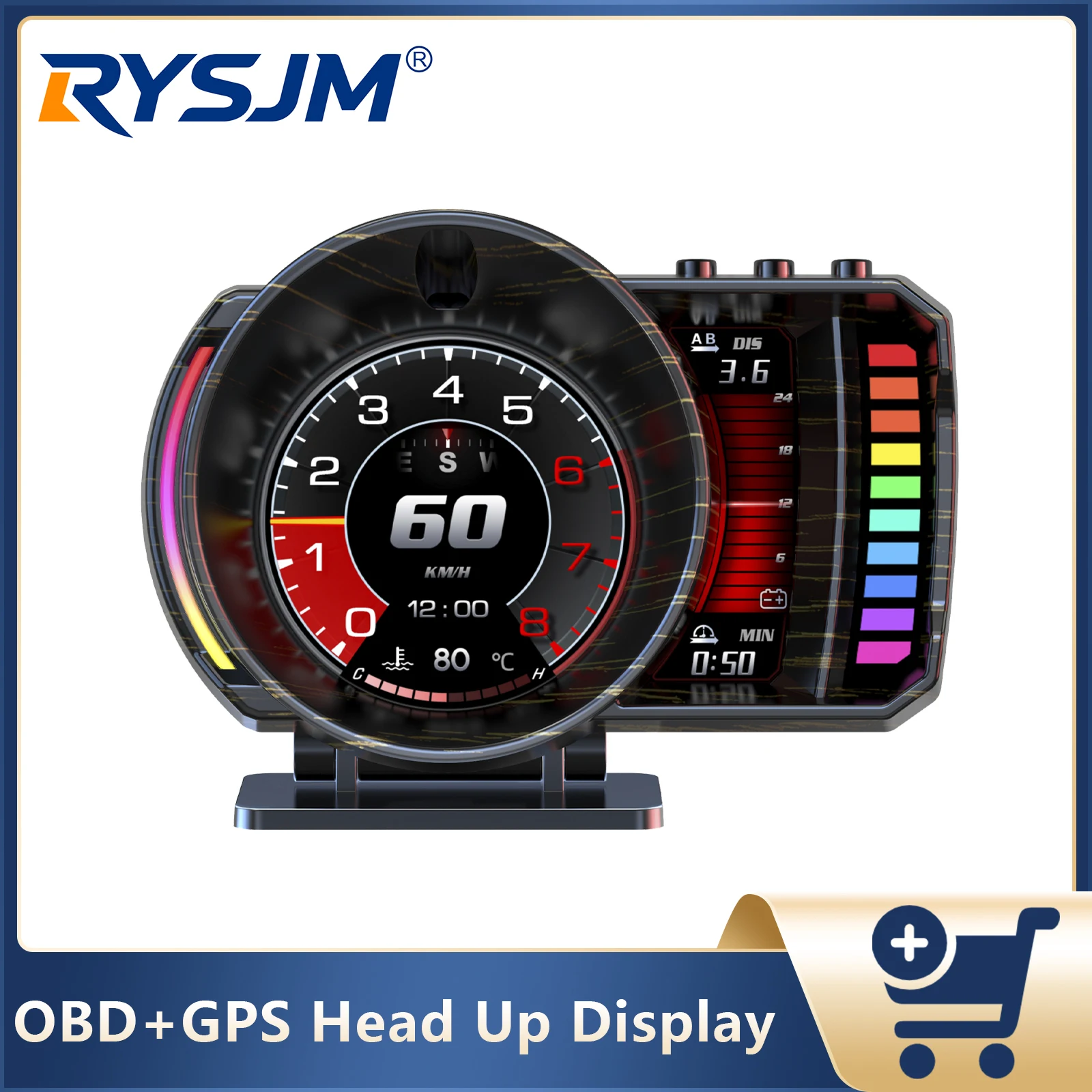 P28 Car Obd2 On-board Computer For HUD OBD+GPS Speedometer Tachometer Water Temp Multifunctional Instrument Car Accessories