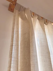 1pc japanese folk wabi-sabi style crumpled linen testure balcony/bedroom voile curtains