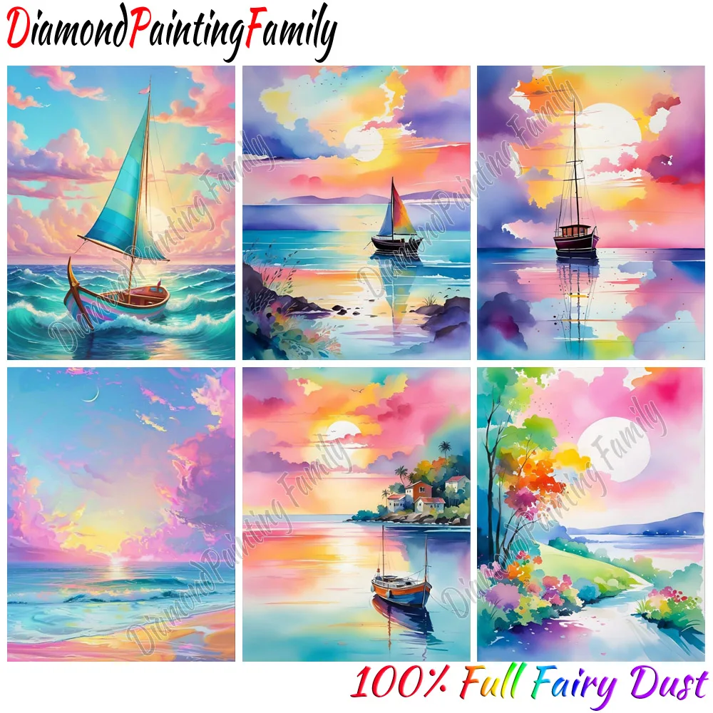 

Diamond Painting Family Full Fairy Dust Crystal Resin Diamond Dot Art Color Sunset AB Drill Embroidery Set Mosaic Painting Kits