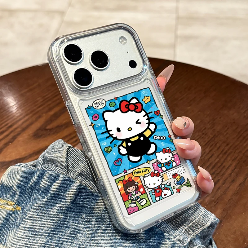

Comic Style Hello Kitty Clear Phone Case For iPhone 17 16 15 14 13 12 11 Pro Max 17 16 15 XS X Cartoon Pattern Shockproof Cover
