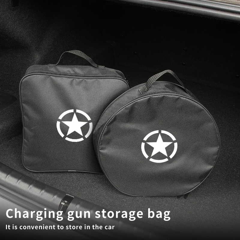 Bolsa de almacenamiento de pistola recargable para coche eléctrico, organizador de cables EV para Jeep Renegade Compass Grand-Cherokee Wrangler Wrangler-JK Chero