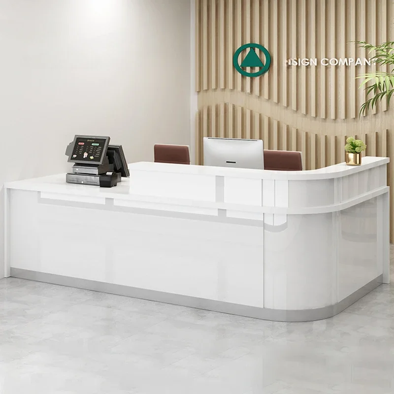 Modern Simple Company Reception Desks Office Furniture Clothing Store Cashier Counter Corner Bar Counter European Office Table