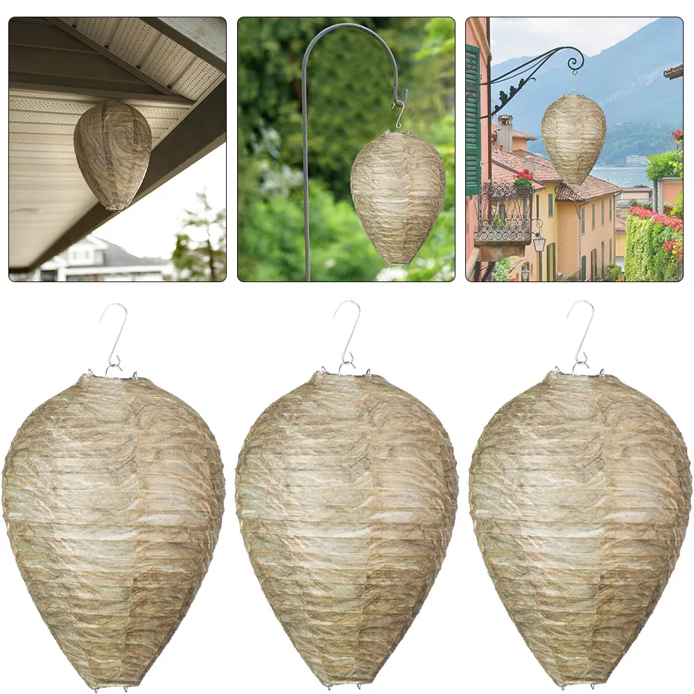 1-4Pcs Wasp Nest Decoy Hornet Deterrents Wasp Trap Non-Toxic Fake Nest Bee Decoy Beehive Lanterns Patio Garden Repellent Trap