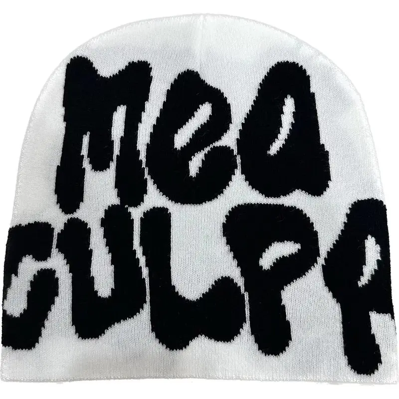 Letter Print Beanies - Slouchy & Knit Unisex MEA Y2K Beanies