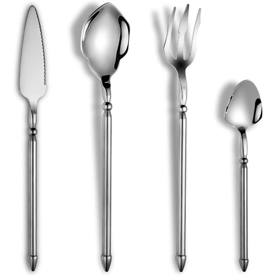 

Уникальный набор столовых приборов из нержавеющей стали, 16 предметов, набор столовых приборов из нержавеющей стали для 4 столовых приборов для рукоделия с двусторонним ножом, зеркально полированная D대