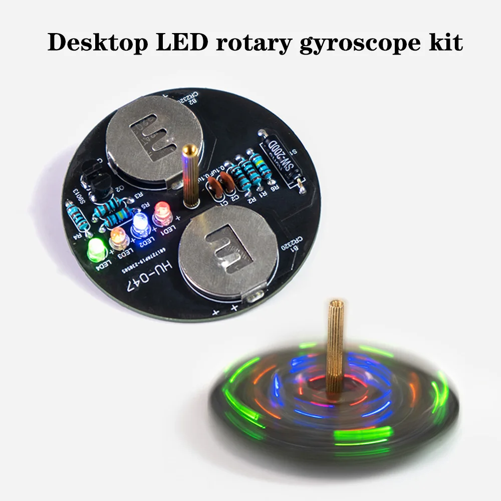 desktop LED rotary gyroscope production electronic DIY kit, flashing light circuit board welding practice kit components