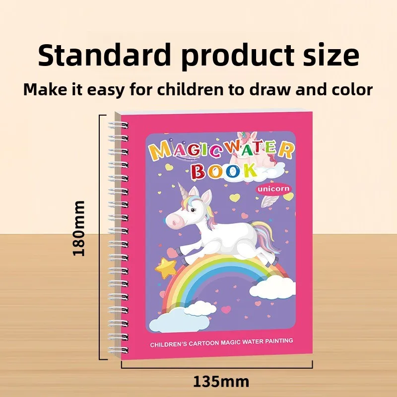 Libro de dibujo al agua reutilizable 1P: almohadilla de pintura mágica sin desorden con bolígrafo de agua recargable