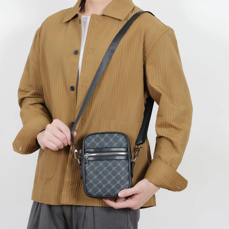 

Business Men's Mini Bag High Quality PU Leather Small Crossobody Shoulder Bag Multi Purpose Men's Phone Bag Belt Bag Present Men