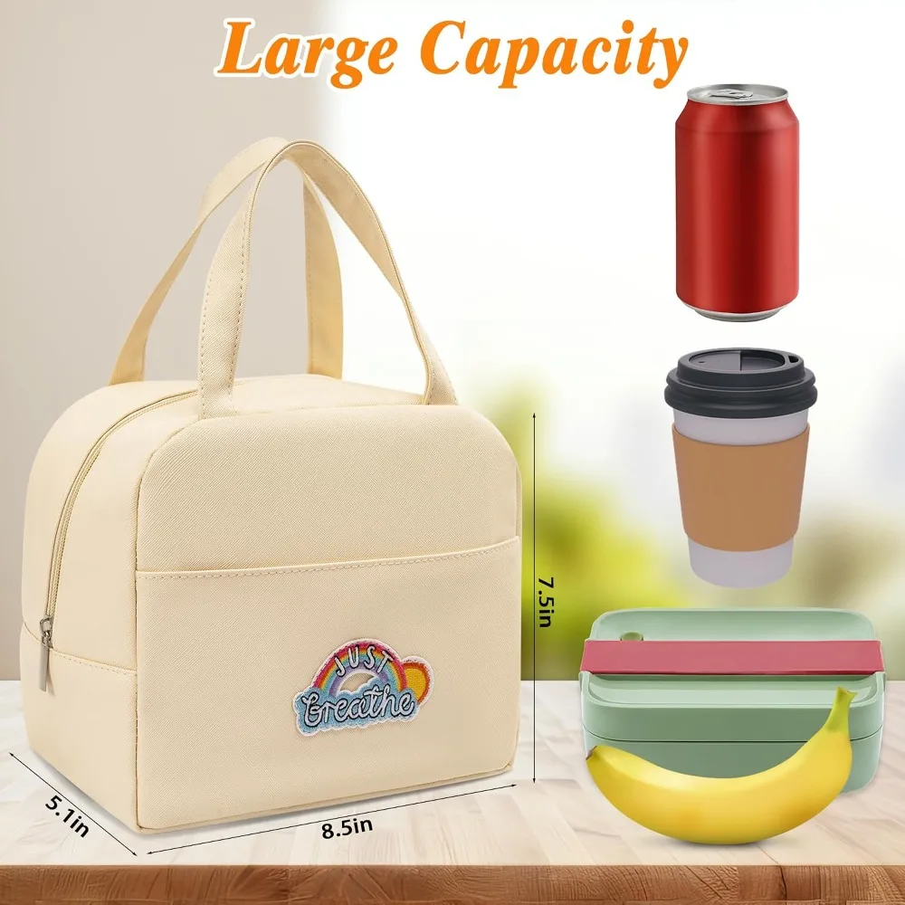 Insulated Lunch Bag for Women Reusable Freezable Lunch Box Cooler Tote for Office Work Picnic Beach Rainbow Personalized Cute Preppy Style Small Lunchbag for Adults Leakproof Lightweight with Adjustable Strap Durable