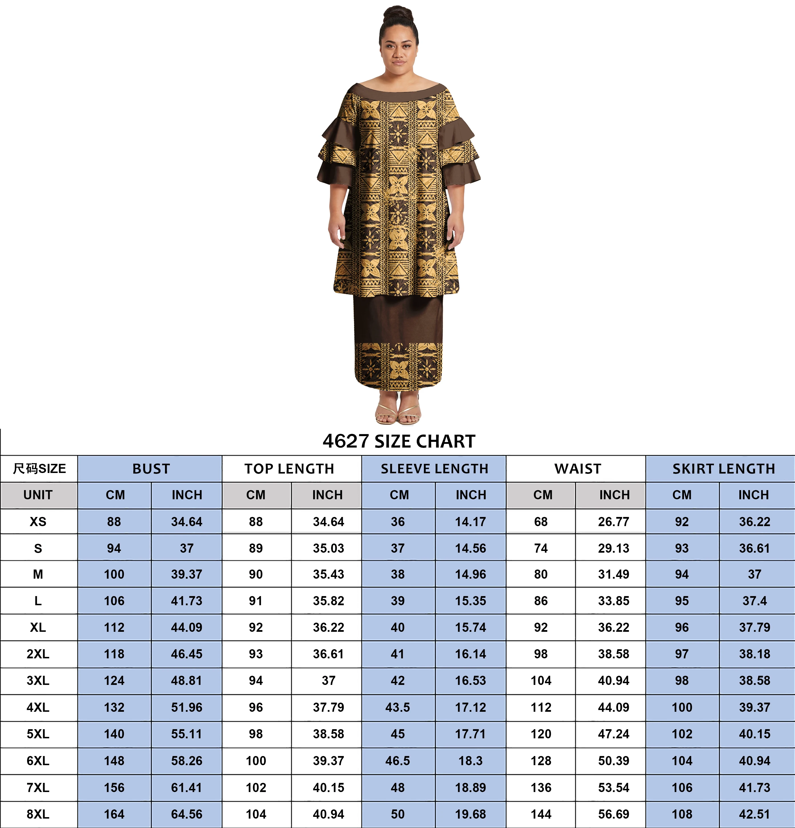 Custom New Arrivals Couple of Set Hawaiian Beach Men Shirts Samoan Polynesian Tribal Cascading Ruffle Sleeve Women Puletasi Suit