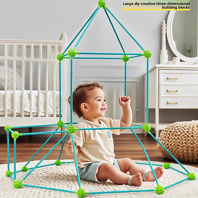 مجموعة مكعبات البناء DIY، لعبة ألغاز تعليمية للأولاد، لعبة تجميع وتفكير كبيرة متشابكة بـ 26 فتحة