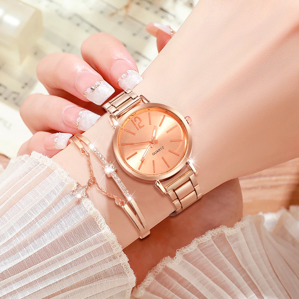 2-piece women's watch+accessory set, new fashionable watch+elegant accessories, the best choice for gift givinge