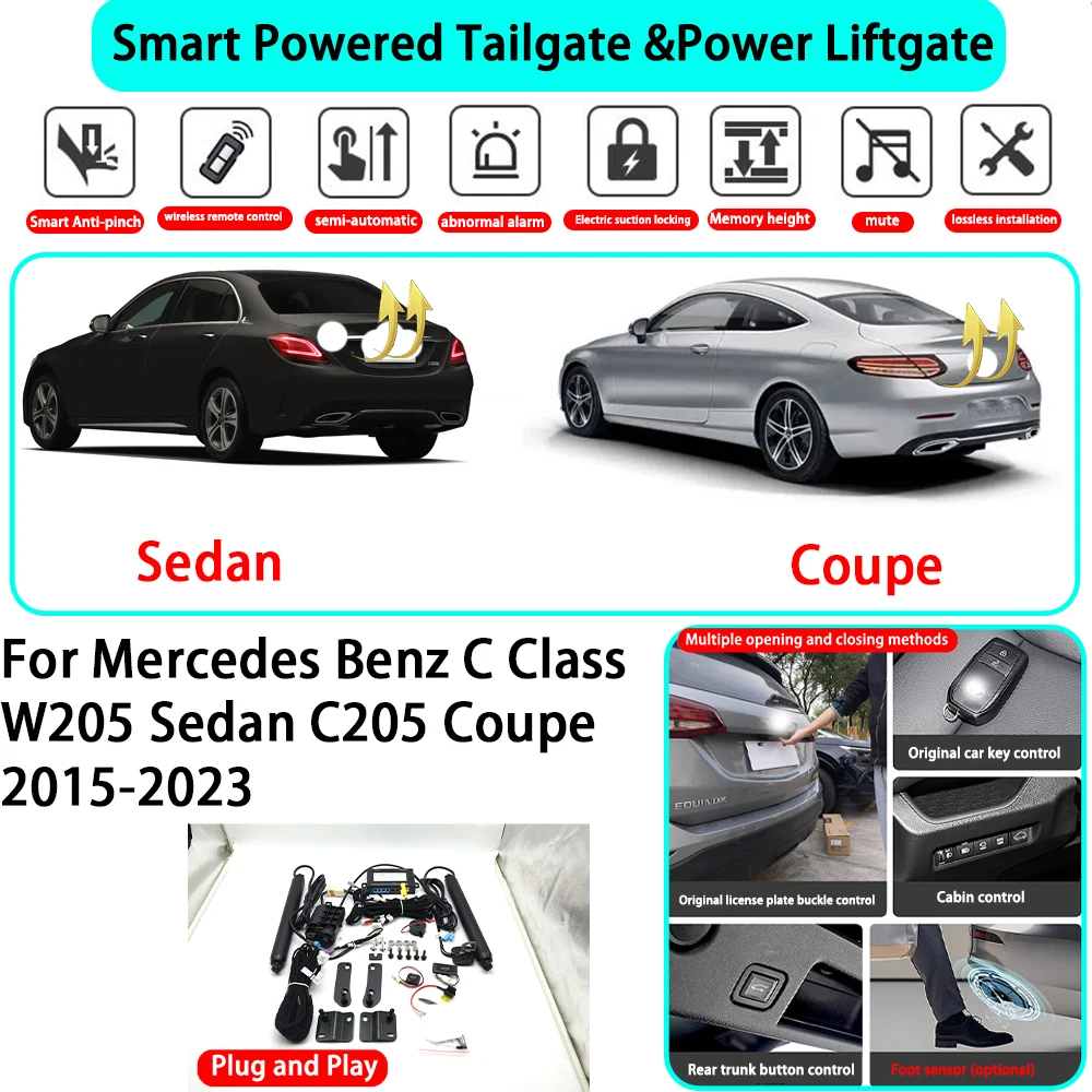 

﻿for Mercedes Benz C Class W205 Sedan C205 Coupe 2015-2023 Smart Automatic Powered Tailgate Electric Power Tailgate Lift Kit