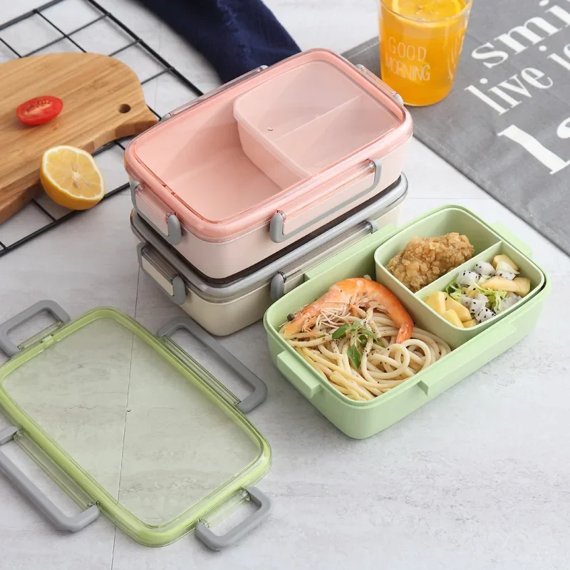 Microwave Lunch Box Independent Lattice For Kids Bento Box Portable Leak-Proof Bento Lunch Box Food Container