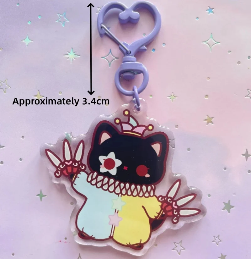 Cat Clown Y2K Keychain Kawaii Transparent Acrylic Keychain Catloverl Kawaii Meme Clown Art Small Gift Creepy Cute