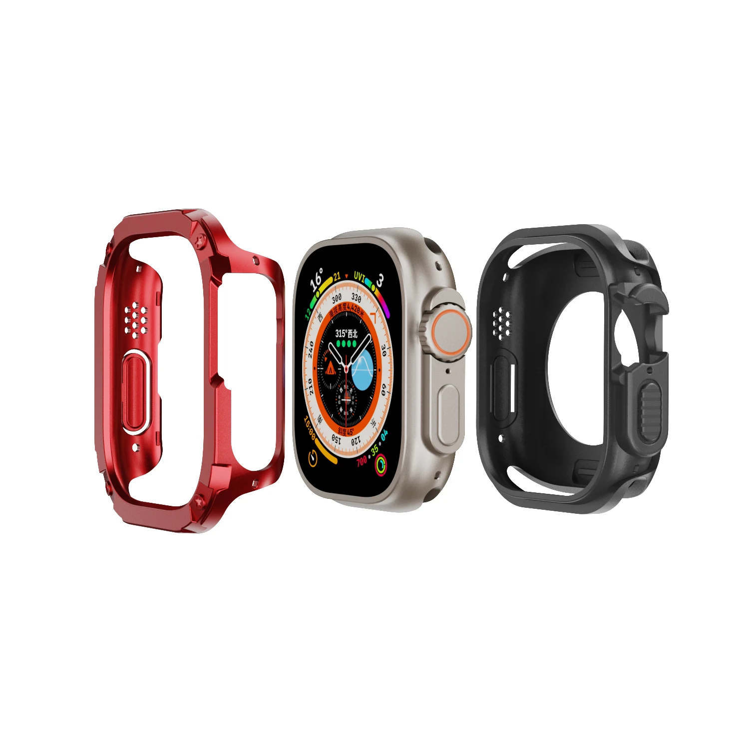 Capa protetora para Apple Watch, 2 em 1, PC e TPU, à prova de queda, capa para iWatch Series 8, 7, 6, 5, 4, SE, Ultra, 41mm, 45 milímetros, 44 milímetros, 40 milímetros, ultra