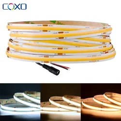 Tira conduzida cob 320 480 leds/m 5m luzes led flexíveis de alta densidade ra90 3000k 4000k 6500k fita linear ul listado dc12v 24v