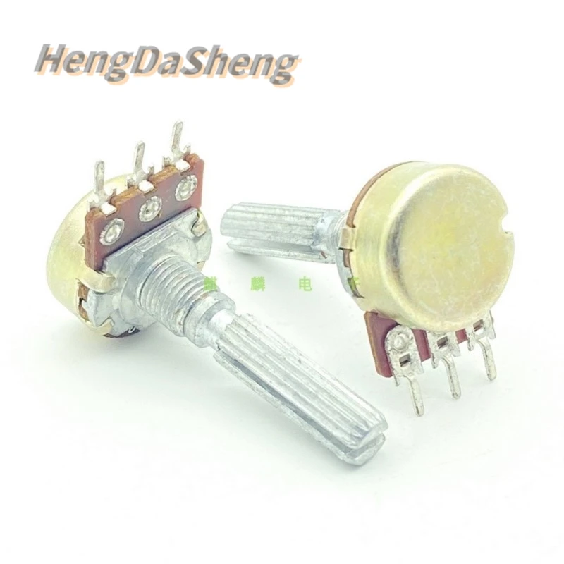 5Pcs/Lot 16 Type B50K 3-pin Single Potentiometer Power Amplifier Speaker Volume Control Adjustable Resistor B503 Handle 30mm