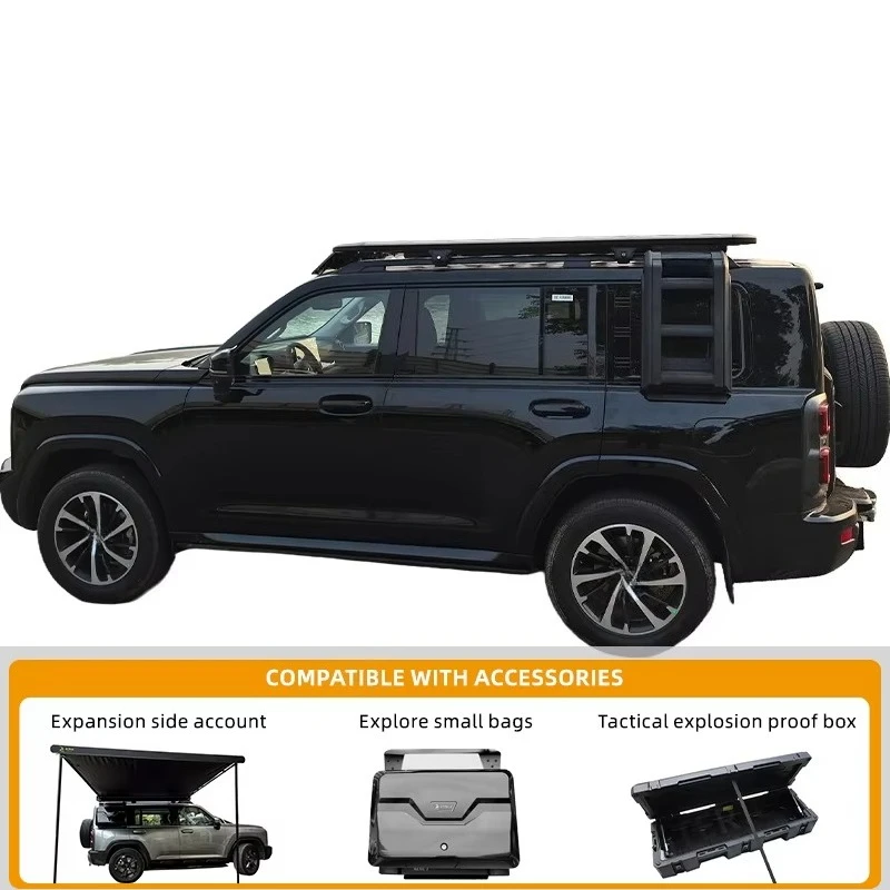 500 JK 4x4 Offroad Sports Car Truck Aluminum Roof Rack with Rear Side Ladder Climbing for Travel