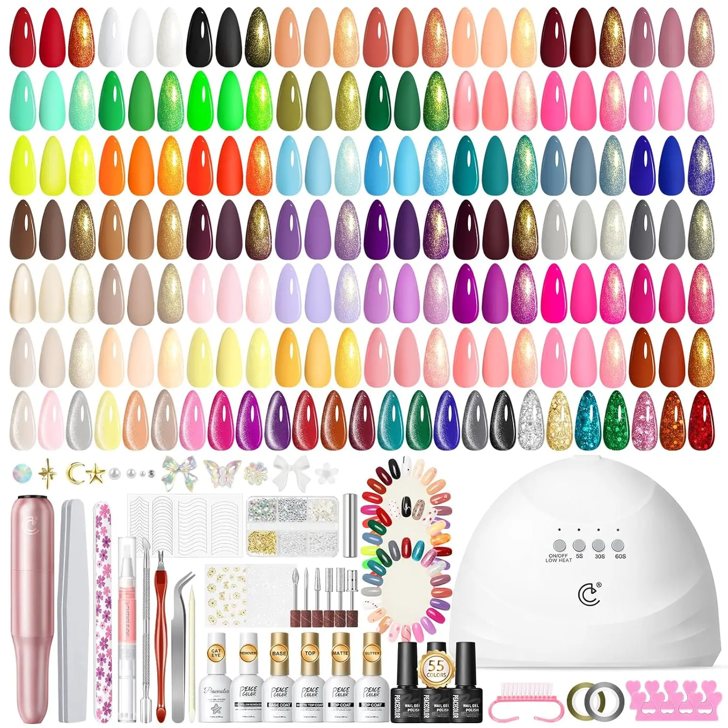 Kit de vernis à ongles Gel 83 pièces avec lumière UV et perceuse, 56 couleurs toutes saisons œil de chat mat brillant paillettes ensemble de manucure pour femmes filles