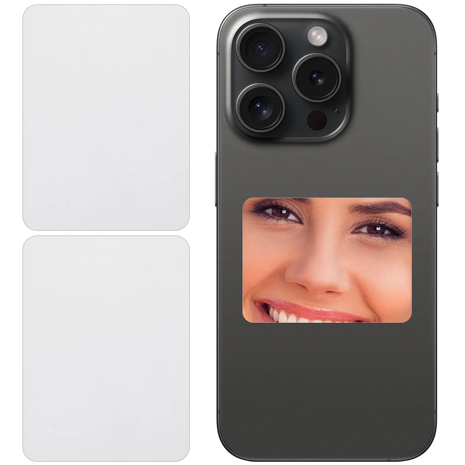 2 Pcs Mirror Decal For Smartphone Stick-on Make Up Mirrors Stick On For Phone Adhesive Black Cell Decal Sticker Decorative Wall