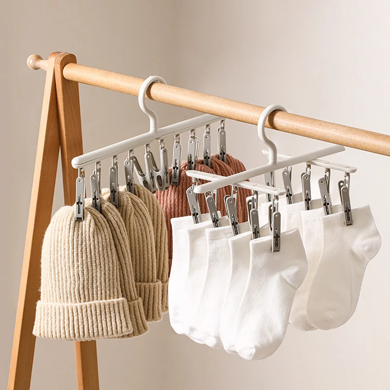 Socks Drying Rack with 10 Clips, Multi-Function Dormitory Student Home Balcony Drying Clips, Underwear Drying Clips