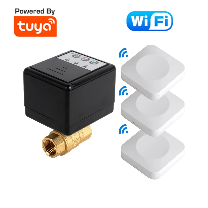 433MHZ Tuya WIFI water leak detector Valve DN15 DN20 DN25 Batteries Powered Tuya Smart or Smart Life App Leakage Notification