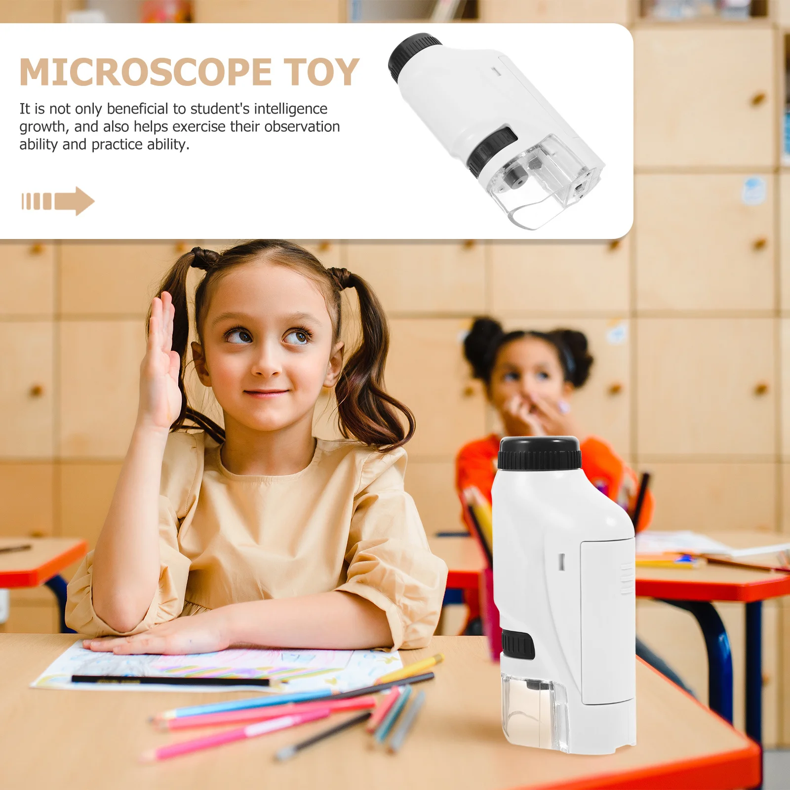 Portable Kids Microscope Monocular Biological Magnifier for Science Educational Tool Outdoor Experiment Learning Accessory