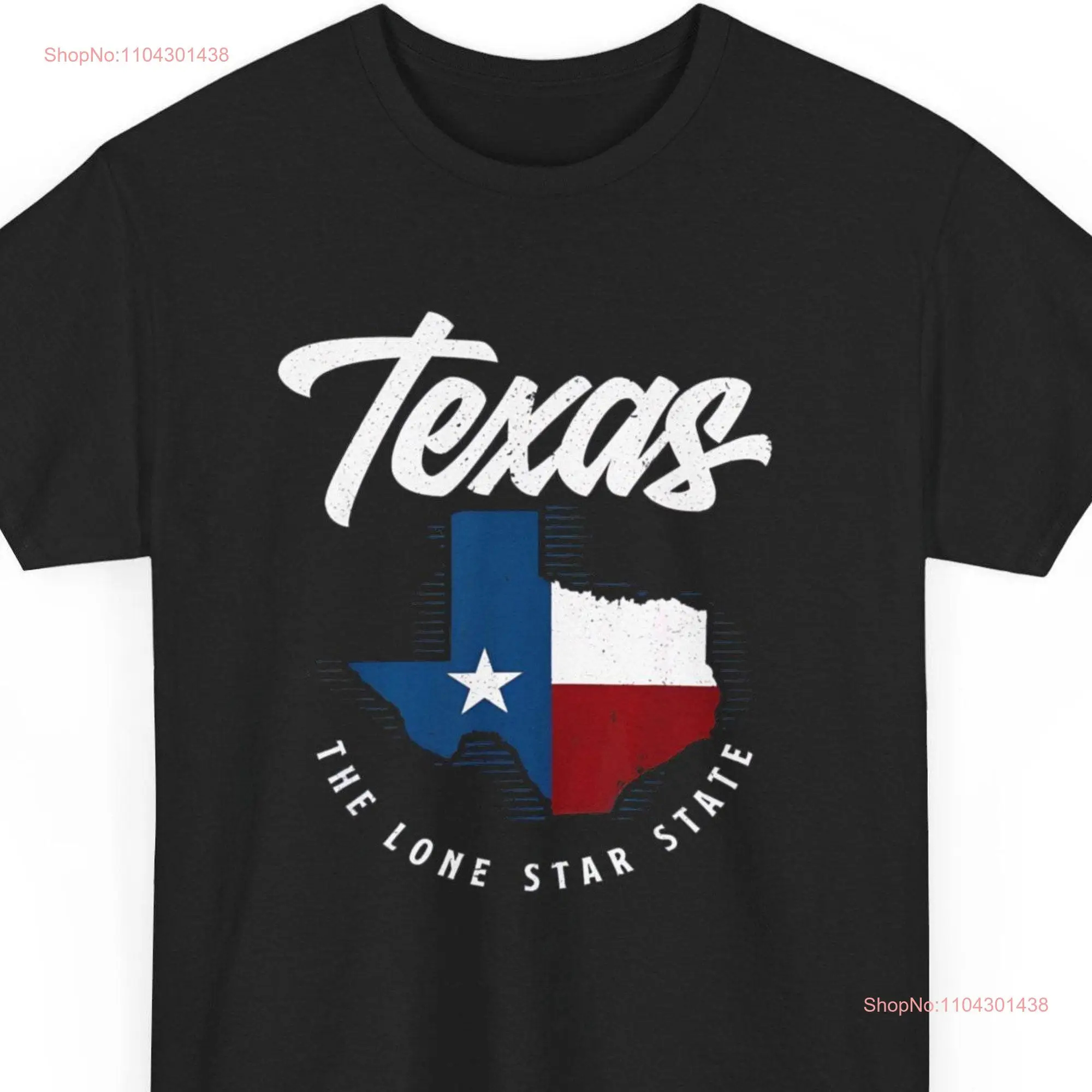 Texas The Lone Star State Map T Shirt long or short sleeves