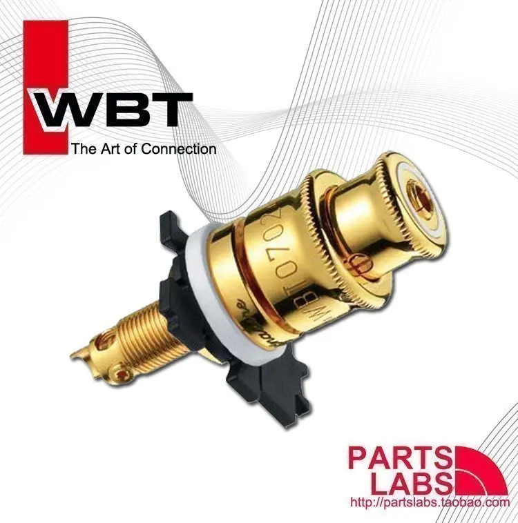 

Лицензионно в штучной упаковке с имитацией немецкого динамика WBT 0702.11, золотой версии, динамик, розетка усилителя мощности, терминал