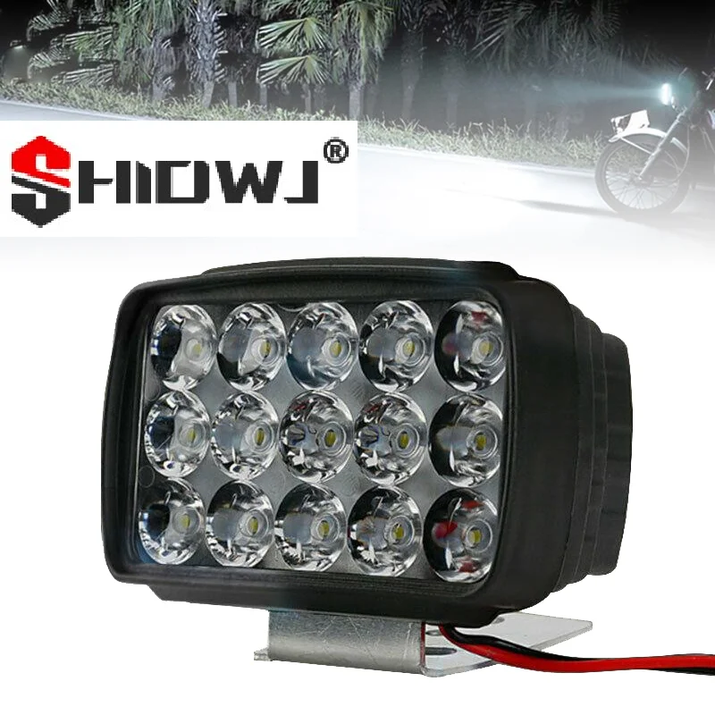 15 LED Motorcycle Headlight 12V-80V Super Bright Front Worklight ATVs Fog Lamp Scooters Spotlight Modified Accessories