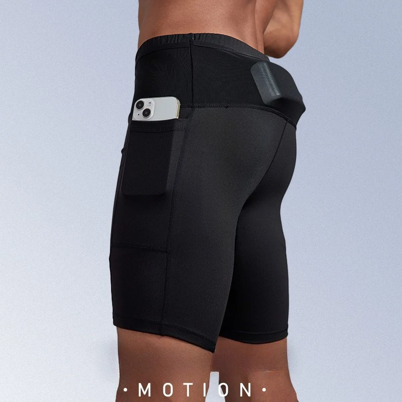 

Men's Five Points Running Fitness Pants with Waist Bag Storage Elastic Tight Quick Drying Marathon Shorts